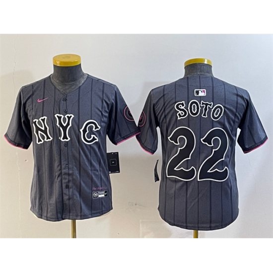 Youth New York Mets #22 Juan Soto Graphite 2024 City Connect Limited Stitched Baseball Jersey - Ujersey