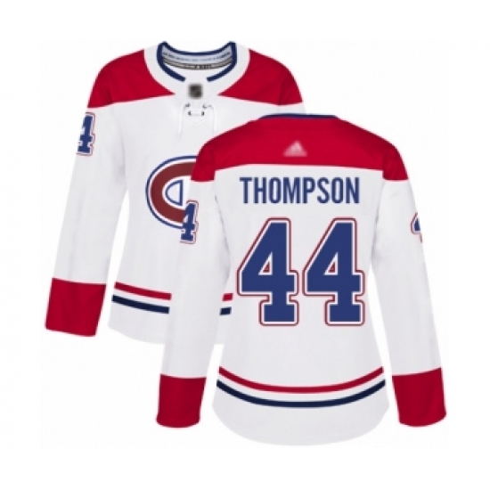 Women's Montreal Canadiens #44 Nate Thompson Authentic White Away Hockey Jersey - Ujersey
