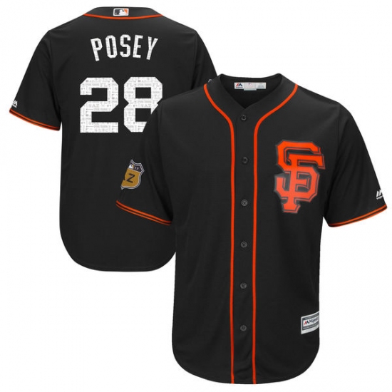 Youth Majestic San Francisco Giants #28 Buster Posey Authentic Black 2017 Spring Training Cool Base MLB Jersey - Ujersey