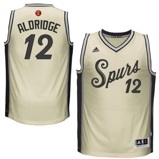 Youth Adidas San Antonio Spurs #12 LaMarcus Aldridge Swingman Cream 2015-16 Christmas Day NBA Jersey