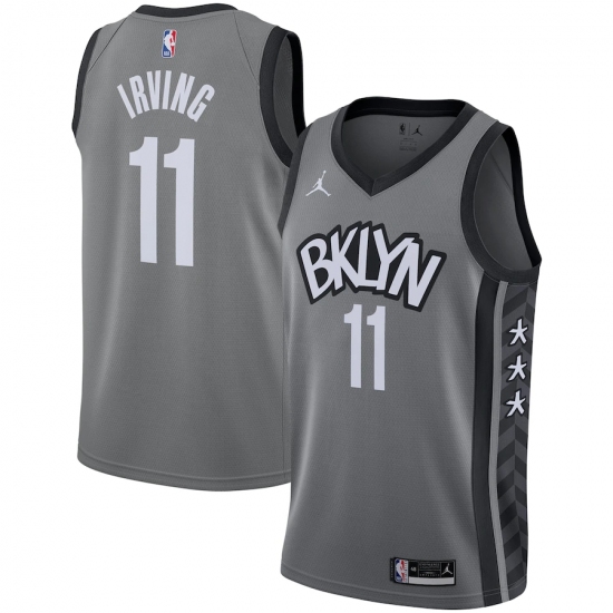 Men's Brooklyn Nets #11 Kyrie Irving Jordan Brand Gray 2020-21 Swingman Jersey - Ujersey