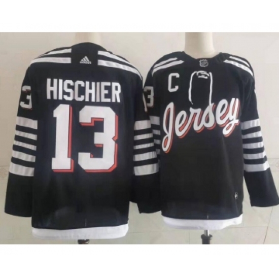 Men's New Jersey Devils #13 Nico Hischier adidas Black 2021-22 Alternate Primegreen Authentic Pro Player Third Jersey - Ujersey