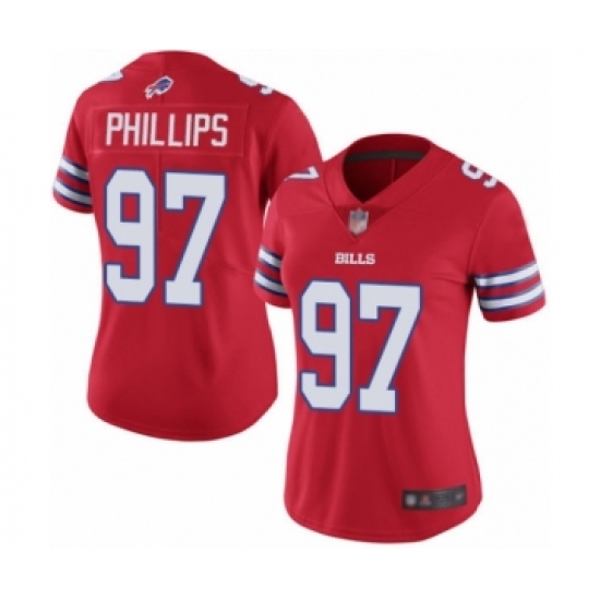 Women's Buffalo Bills #97 Jordan Phillips Limited Red Rush Vapor Untouchable Football Jersey - Ujersey