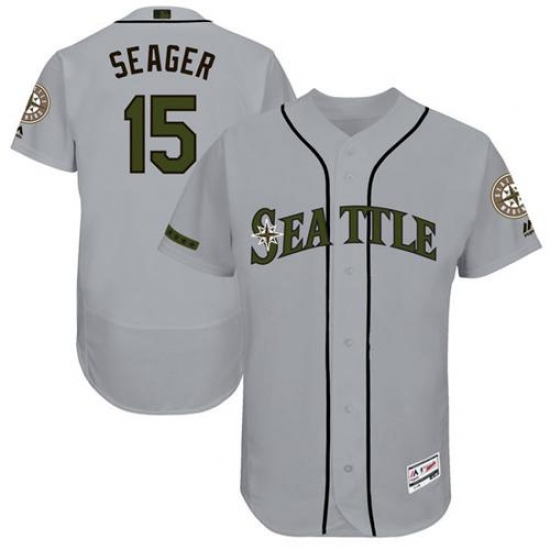 Men's Majestic Seattle Mariners #15 Kyle Seager Grey Memorial Day Authentic Collection Flex Base MLB Jersey - Ujersey