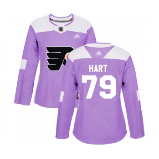Women's Philadelphia Flyers #79 Carter Hart Authentic Purple Fights Cancer Practice Hockey Jersey - Ujersey