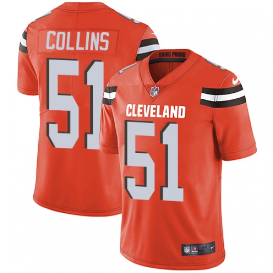Men's Nike Cleveland Browns #51 Jamie Collins Orange Alternate Vapor Untouchable Limited Player NFL Jersey - Ujersey