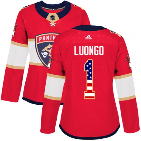 Women's Adidas Florida Panthers #1 Roberto Luongo Authentic Red USA Flag Fashion NHL Jersey - Ujersey
