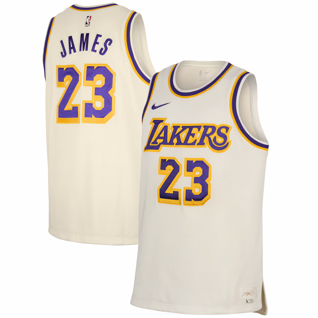 Men's Los Angeles Lakers LeBron James Nike White Forever King Association Authentic Jersey - Vujersey Los Angeles Rams