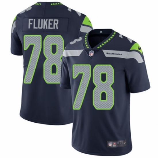 Men's Nike Seattle Seahawks #78 D.J. Fluker Navy Blue Team Color Vapor Untouchable Limited Player NFL Jersey - Ujersey