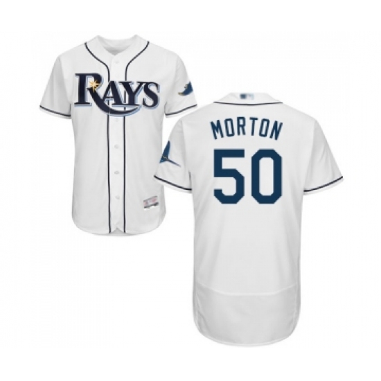 Men's Tampa Bay Rays #50 Charlie Morton Home White Home Flex Base Authentic Collection Baseball Jersey - Ujersey