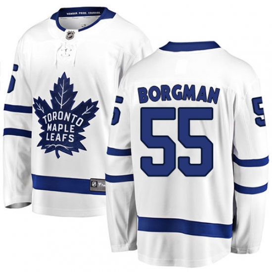 Men's Toronto Maple Leafs #55 Andreas Borgman Fanatics Branded White Away Breakaway NHL Jersey - Ujersey