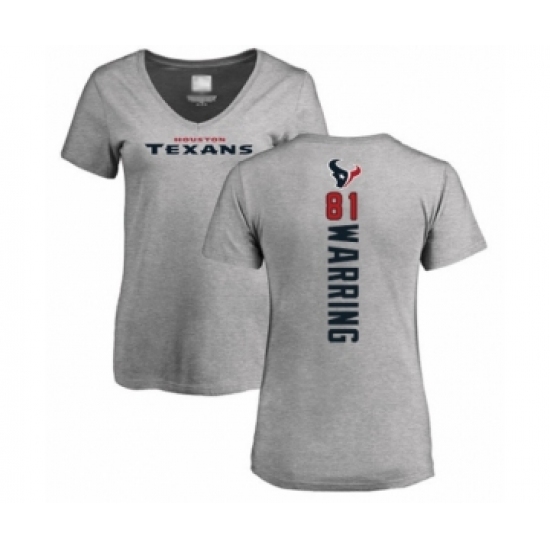 Football Women's Houston Texans #81 Kahale Warring Ash Backer T-Shirt - Ujersey
