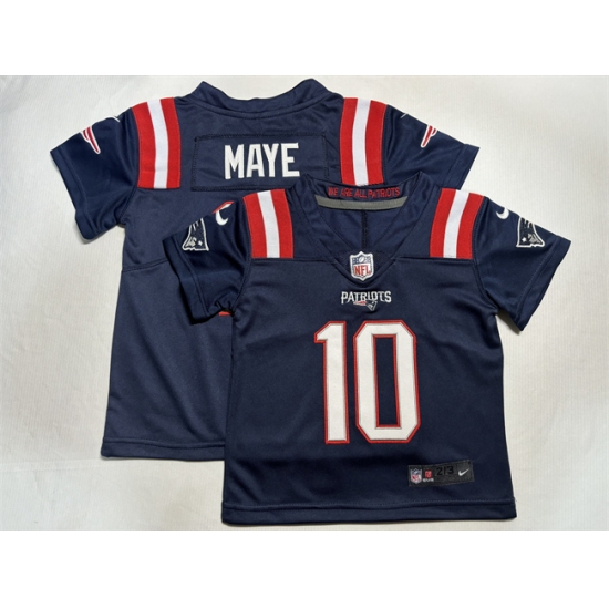 Toddlers New England Patriots #10 Drake Maye F.U.S.E. Navy Vapor Untouchable Limited Stitched Jersey
