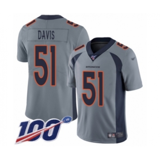 Men's Denver Broncos #51 Todd Davis Limited Silver Inverted Legend 100th Season Football Jersey - Ujersey