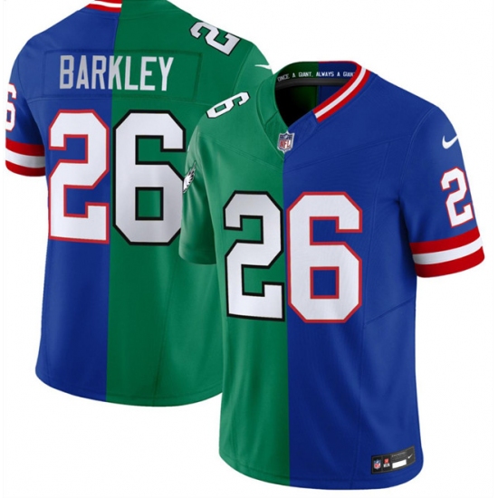 Men's Philadelphia Eagles x Giants #26 Saquon Barkley Green Royal Split F.U.S.E. Vapor Untouchable Limited Football Stitched Jersey - Ujersey