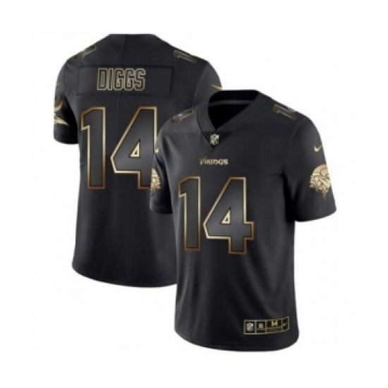 Men Minnesota Vikings #14 Stefon Diggs Black Golden Edition 2019 Vapor Untouchable Limited Jersey - Ujersey