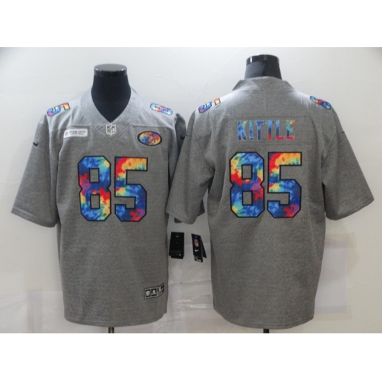 Men's San Francisco 49ers #85 George Kittle Gray Rainbow Version Nike Limited Jersey - Ujersey