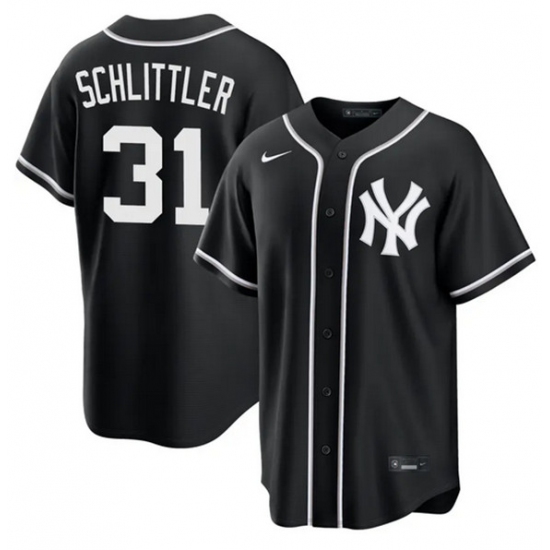 Men's New York Yankees #31 Cam Schlittler 2026 Fashion Replica Black Out Stitched Baseball Jersey - Ujersey