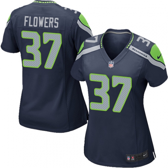 Women Nike Seattle Seahawks #37 Tre Flowers Game Navy Blue Team Color NFL Jersey - Ujersey