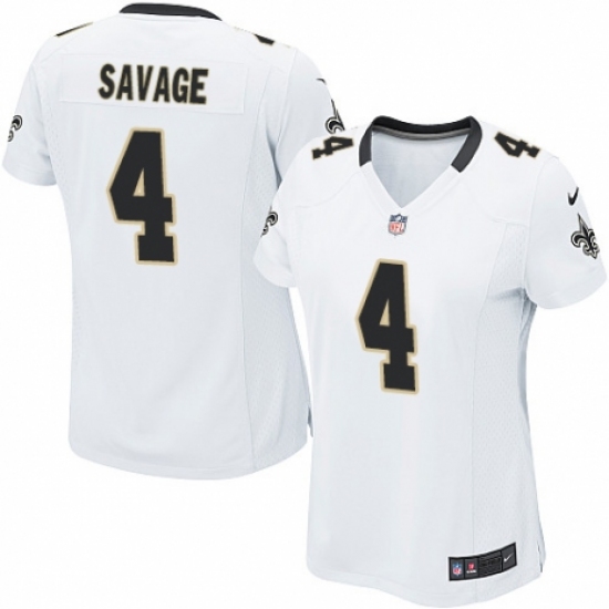 Women's Nike New Orleans Saints #4 Tom Savage Game White NFL Jersey - Ujersey