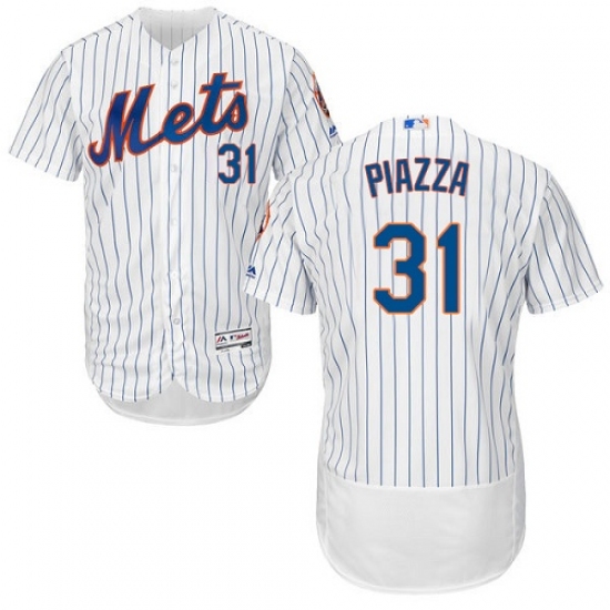 Men's Majestic New York Mets #31 Mike Piazza White Home Flex Base Authentic Collection MLB Jersey - Ujersey