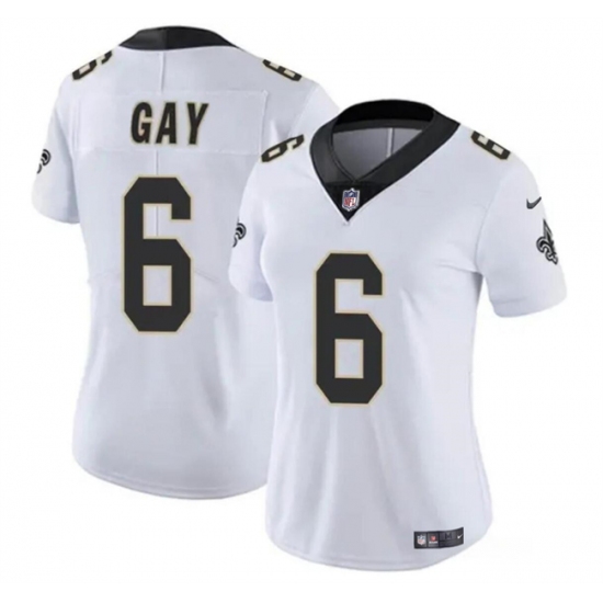 Women's New Orleans Saints #6 Willie Gay White Vapor Football Stitched Game Jersey(Run Small) - Ujersey