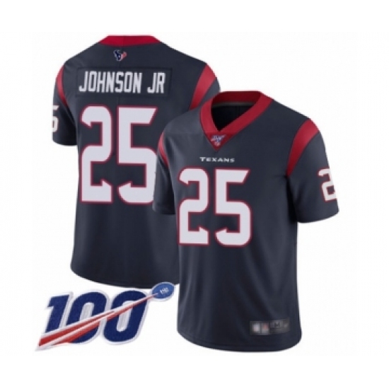 Youth Houston Texans #25 Duke Johnson Jr Navy Blue Team Color Vapor Untouchable Limited Player 100th Season Football Jersey - Ujersey