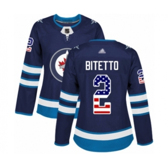 Women's Winnipeg Jets #2 Anthony Bitetto Authentic Navy Blue USA Flag Fashion Hockey Jersey - Ujersey