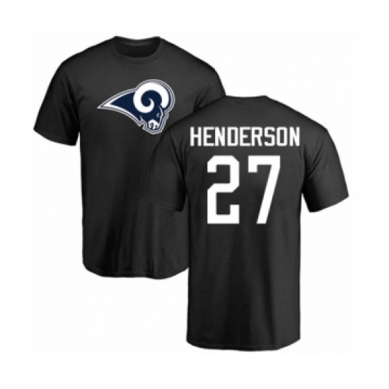 Football Los Angeles Rams #27 Darrell Henderson Black Name & Number Logo T-Shirt - Ujersey