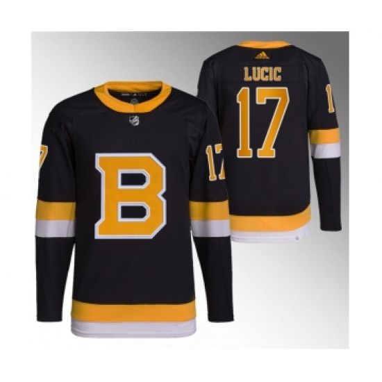 Men's Boston Bruins #17 Milan Lucic Black Home Breakaway Stitched Jersey - Ujersey