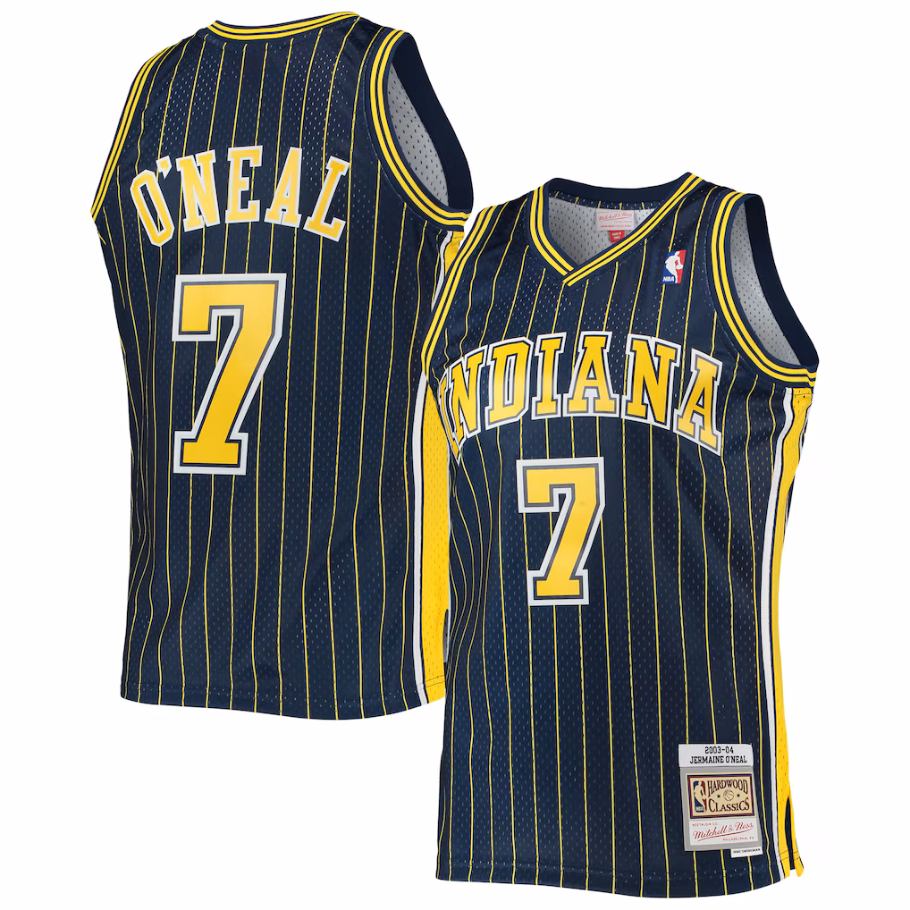 Men's Indiana Pacers Jermaine O'Neal Mitchell & Ness Navy 2003/04 Hardwood Classics Swingman Jersey