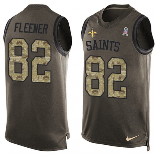 Men's Nike New Orleans Saints #82 Coby Fleener Limited Green Salute to Service Tank Top NFL Jersey - Ujersey