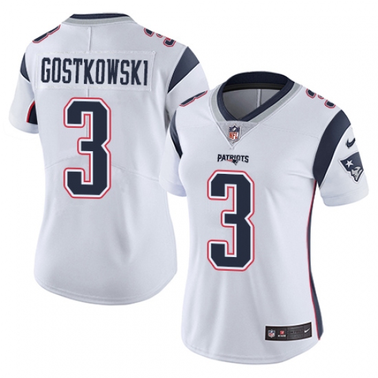 Women's Nike New England Patriots #3 Stephen Gostkowski White Vapor Untouchable Limited Player NFL Jersey - Ujersey
