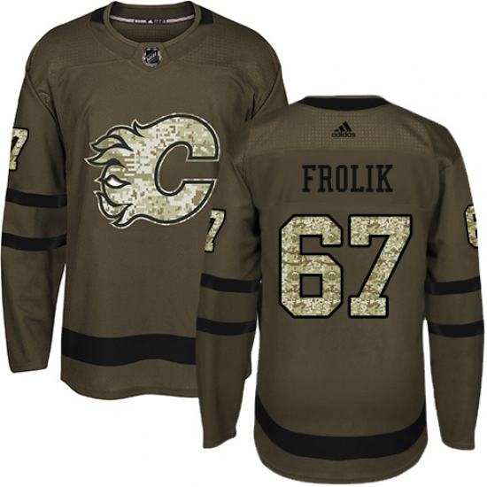 Youth Reebok Calgary Flames #67 Michael Frolik Authentic Green Salute to Service NHL Jersey - Ujersey