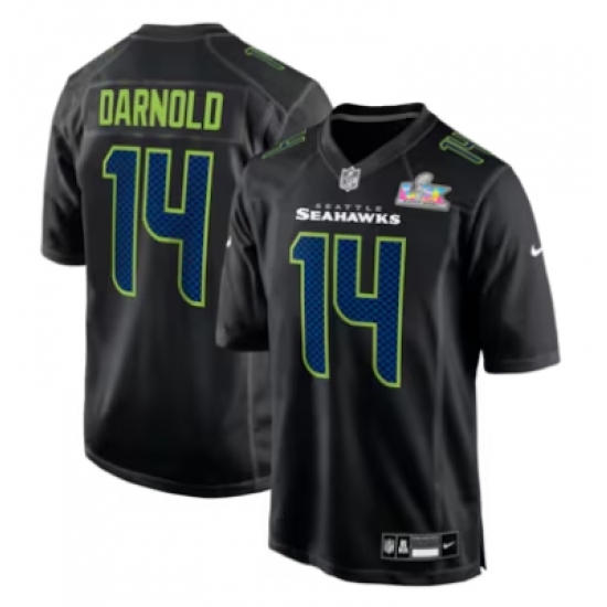 Men's Seattle Seahawks #14 Sam Darnold Black Nike Super Bowl LX Carbon Fashion Game Jersey - Ujersey