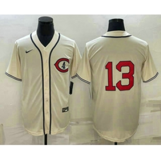 Men's Chicago Cubs #13 David Bote 2022 Cream Field of Dreams Cool Base Stitched Baseball Jersey - Ujersey