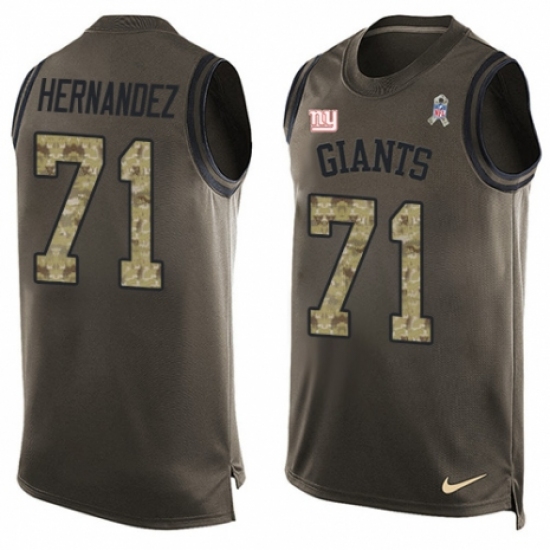 Men's Nike New York Giants #71 Will Hernandez Limited Green Salute to Service Tank Top NFL Jersey - Ujersey