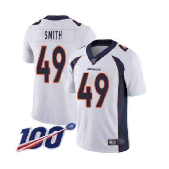 Men's Denver Broncos #49 Dennis Smith White Vapor Untouchable Limited Player 100th Season Football Jersey - Ujersey
