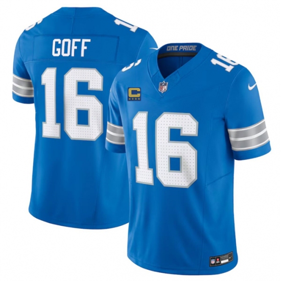 Men's Detroit Lions #16 Jared Goff Blue 2024 F.U.S.E. With 4-Star C Vapor Limited Stitched Jersey - Ujersey