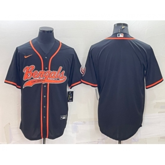 Men's Cincinnati Bengals Blank Black With Patch Cool Base Stitched Baseball Jersey - Ujersey