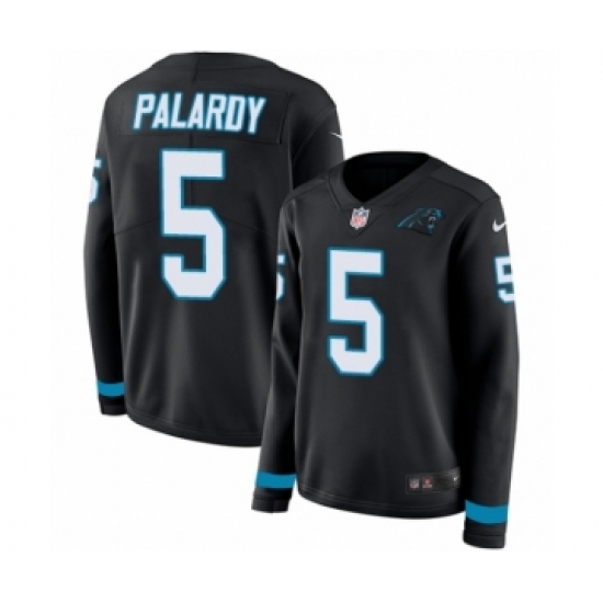 Women's Nike Carolina Panthers #5 Michael Palardy Limited Black Therma Long Sleeve NFL Jersey - Ujersey