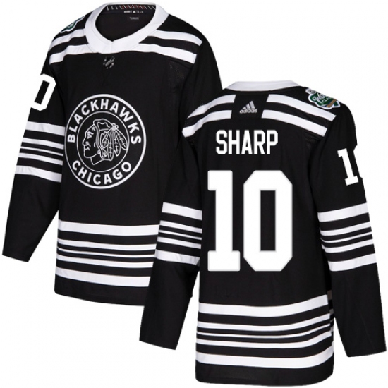 Men's Adidas Chicago Blackhawks #10 Patrick Sharp Authentic Black 2019 Winter Classic NHL Jersey - Ujersey