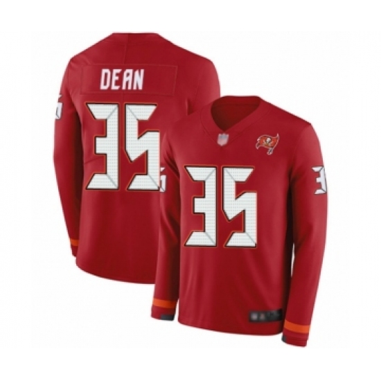Men's Tampa Bay Buccaneers #35 Jamel Dean Limited Red Therma Long Sleeve Football Jersey - Ujersey