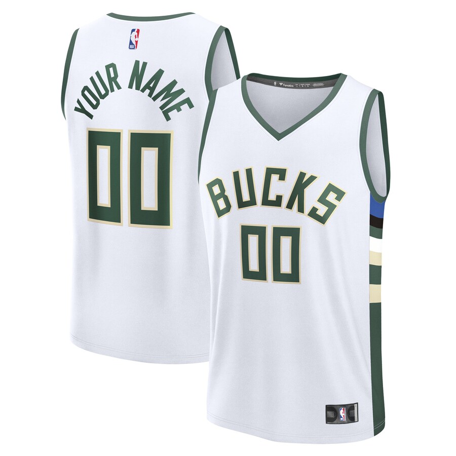 Men's Milwaukee Bucks Fanatics White Fast Break Custom Jersey - Association Edition - Ujersey NHL