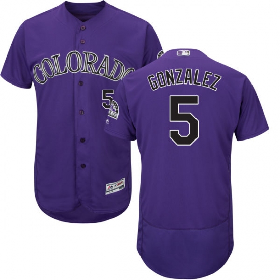 Men's Majestic Colorado Rockies #5 Carlos Gonzalez Purple Alternate Flex Base Authentic Collection MLB Jersey
