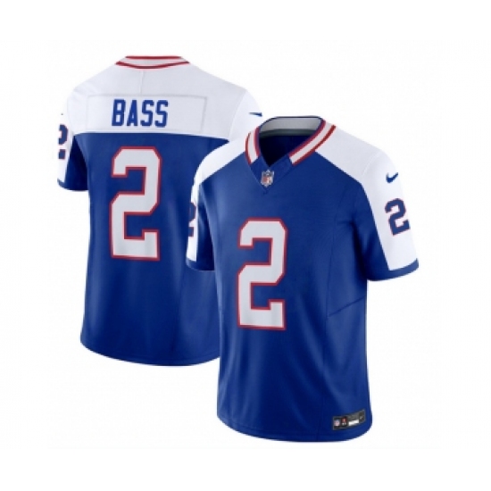 Men's Nike Buffalo Bills #2 Tyler Bass Blue White 2023 F.U.S.E. Throwback Vapor Untouchable Limited Football Stitched Jersey - Ujersey