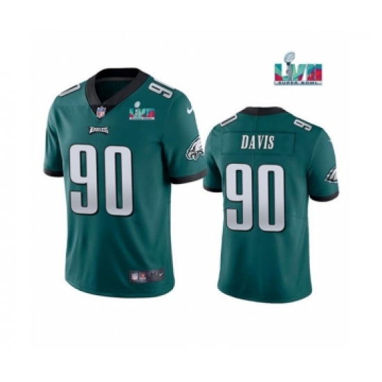 Men's Philadelphia Eagles #90 Jordan Davis Green Super Bowl LVII Patch Vapor Untouchable Limited Stitched Jersey - Ujersey