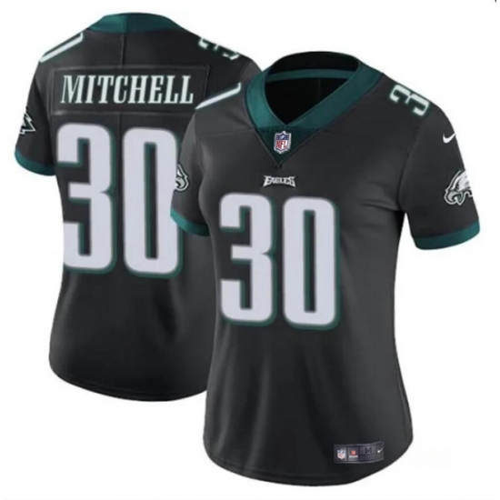 Women's Philadelphia Eagles #30 Quinyon Mitchell Black 2024 Draft Vapor Untouchable Limited Football Stitched Jersey(Run Small) - Ujersey