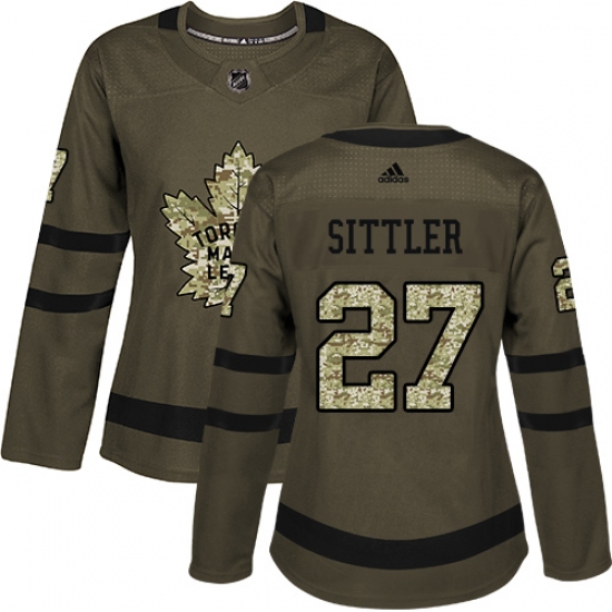 Women's Adidas Toronto Maple Leafs #27 Darryl Sittler Authentic Green Salute to Service NHL Jersey