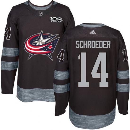 Men's Adidas Columbus Blue Jackets #14 Jordan Schroeder Authentic Black 1917-2017 100th Anniversary NHL Jersey